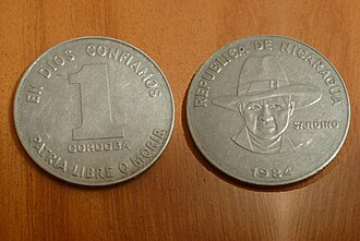 Billete de un córdoba emitido en el año 1984