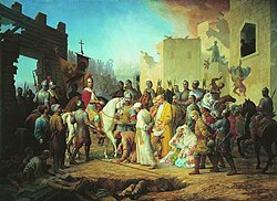 Pintura histórica que representa la entrada de Iván el Terrible en Kazán.
