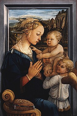 La Virgen con el Niño y dos ángeles en la Galería Uffizi de Florencia
