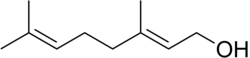 Estructura de un lípido prenol, específicamente el 2E-geraniol