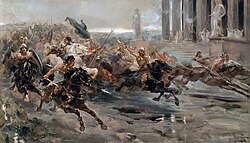Pintura de la invasión de los bárbaros