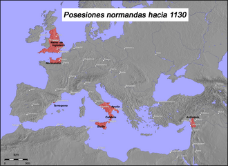 Mapa de los territorios normandos en el siglo XII