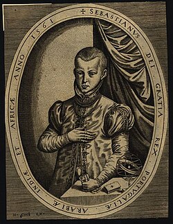 Litografía antigua que representa al rey Sebastián durante su infancia