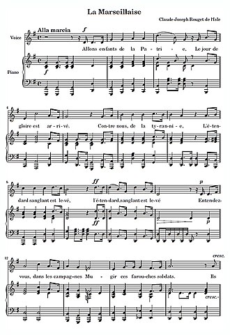 Partitura histórica de La Marsellesa
