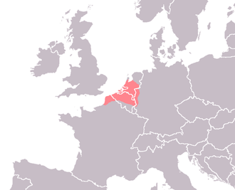 Mapa de las regiones donde se hablaba el neerlandés antiguo