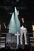 Justice actuando en directo en el festival Rock Werchter en 2008