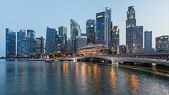 Panorama urbano y financiero del Downtown Core en Singapur