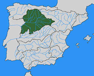 Mapa parcial de la cuenca hidrográfica del Duero en España