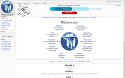 Captura de pantalla de la página principal de Wikisource.