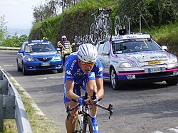 Damiano Cunego durante una contrarreloj en el Giro de Italia 2005