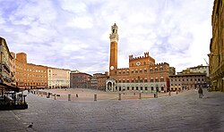 Piazza del Campo, final de la Strade Bianche en todas sus ediciones.
