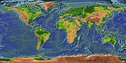 Representación global del relieve de la superficie terrestre y los fondos oceánicos.