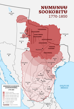 Mapa de la extensión de la Comanchería