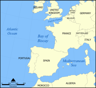 Mapa batimétrico del Mar Céltico y el Golfo de Vizcaya