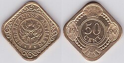 Moneda de 50 céntimos del florín antillano neerlandés