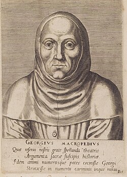 Georgius Macropedius vestido con el hábito de los Hermanos de la vida común en el siglo XVI