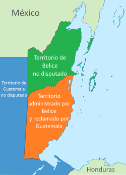 Mapa del territorio en disputa entre Belice y Guatemala