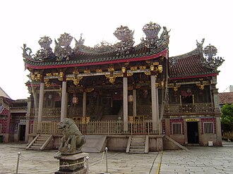Fachada y arquitectura tradicional en Leong San Tong Khoo Kongsi, Penang