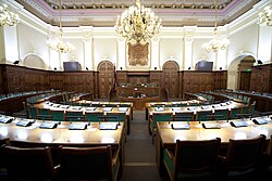 Fotografía del edificio de la Saeima en Letonia