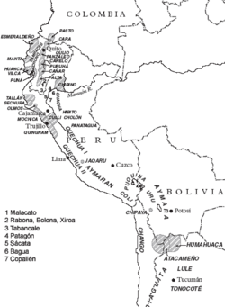 Mapa de lenguas preincaicas en el siglo XVI