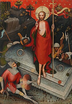 Maestro de Třeboň, panel de La resurrección, hacia 1390