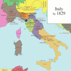 Representación cartográfica de la unificación italiana