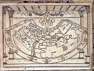 Representación cartográfica del mundo según Petrus Bertius basada en los textos de Pomponio Mela.