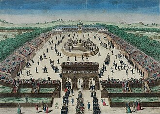 Grabado histórico que muestra la Fiesta de la Federación el 14 de julio de 1790 en el Campo de Marte de París
