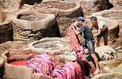 Trabajadores en instalaciones de curtido