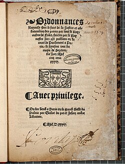 Primera página de la ordenanza de Villers-Cotterêts