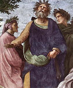 Fresco del Parnaso de Rafael con figuras clave del canon occidental.
