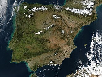 Vista satelital de la península ibérica