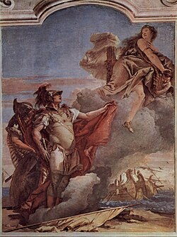 Venus abandona a Eneas en las orillas de Libia por Tiepolo