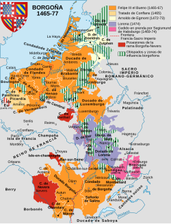 Mapa de los dominios de Borgoña