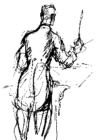 Boceto de Ravel dirigiendo