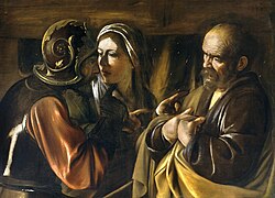 La negación de San Pedro por Caravaggio.