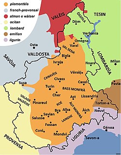 Mapa lingüístico de la lengua piamontesa