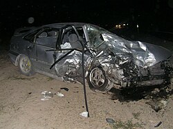 Vehículo accidentado en una carretera de Andalucía, España