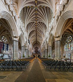 Interior gótico de la catedral de Exeter