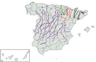Mapa de las principales vías pecuarias de España