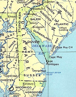Mapa físico y político de Delaware