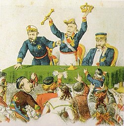 Caricatura satírica sobre la búsqueda de monarca