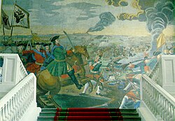 Pedro I de Rusia en la batalla de Poltava