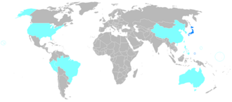 Mapa detallado de la distribución de las principales familias dialectales del japonés.