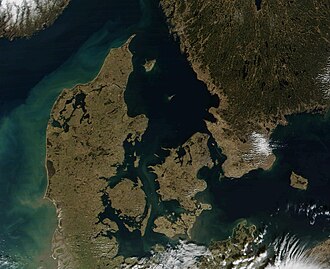 Vista de satélite de la península de Jutlandia