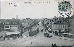 Avenida de la estación en Soissons en 1906