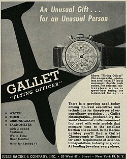 Anuncio del reloj Gallet Flying Officer