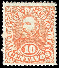 Sello postal con la efigie de Rafael Núñez