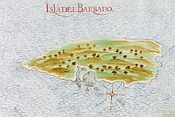 Mapa español de la isla del Barbado de 1632
