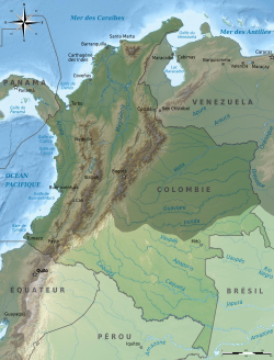 Mapa de la vertiente de la Amazonía colombiana.